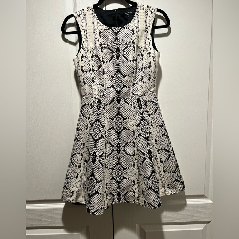Nanette Lepore Snakeskin Print Trapeze Girl Dress in Ivory Multi - Picture 3 of 5